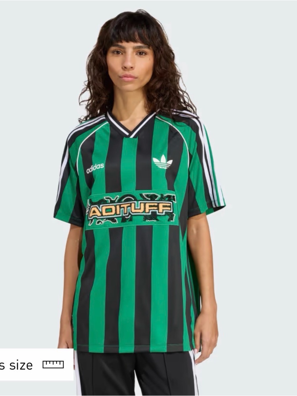 adidas Green and Black Vertical Stripe Soccer Tee